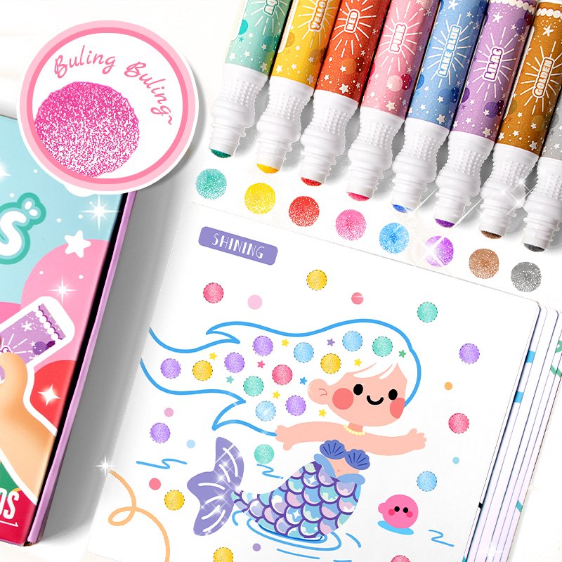 Glitter ink dot marker set